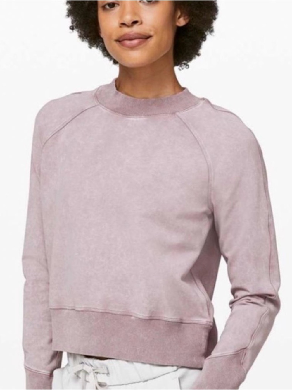 lululemon athletica ready to roll washed mauve crew sweatshirt